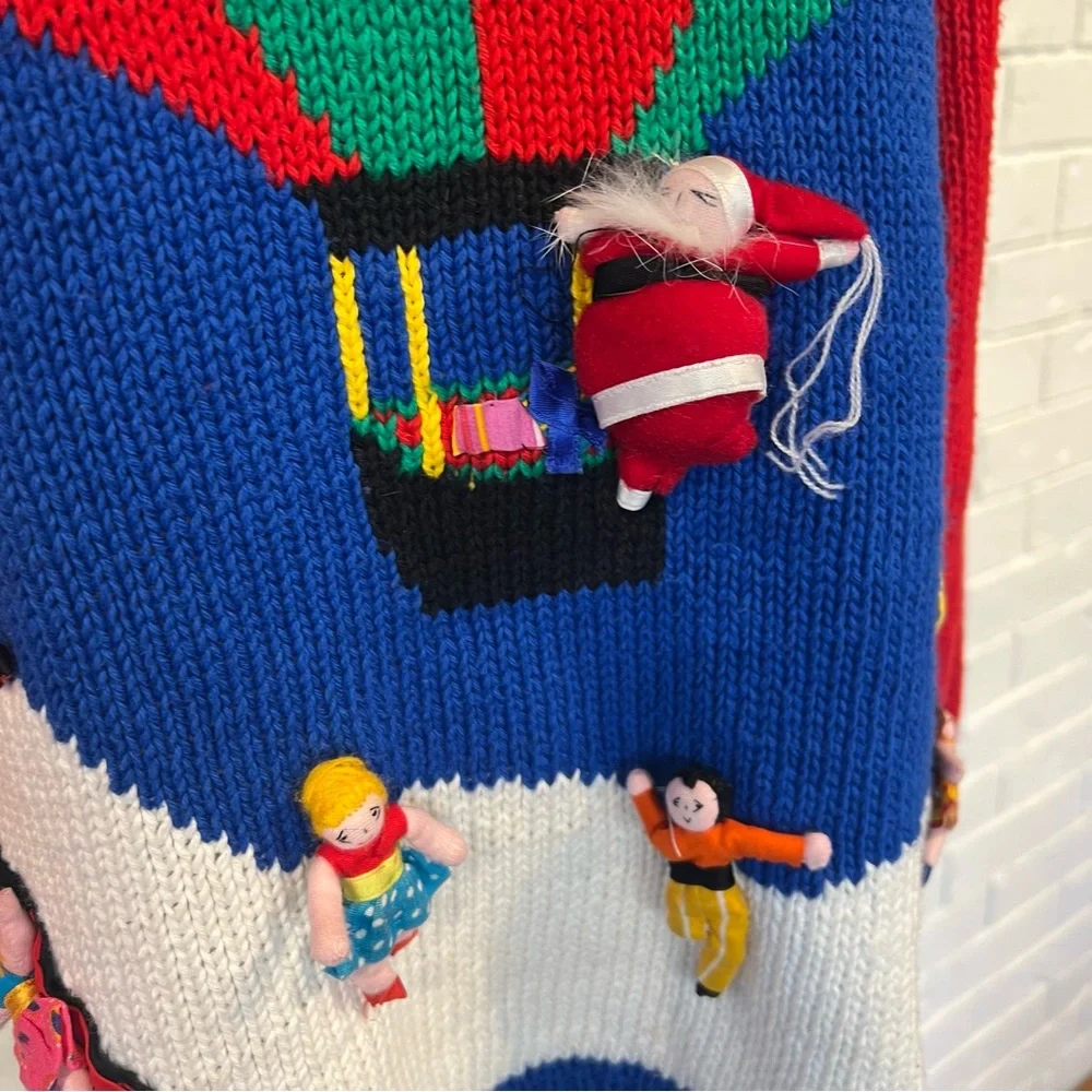 Vintage 90s Raquel Collection Peru Santa Balloon Christmas Sweater Womens M